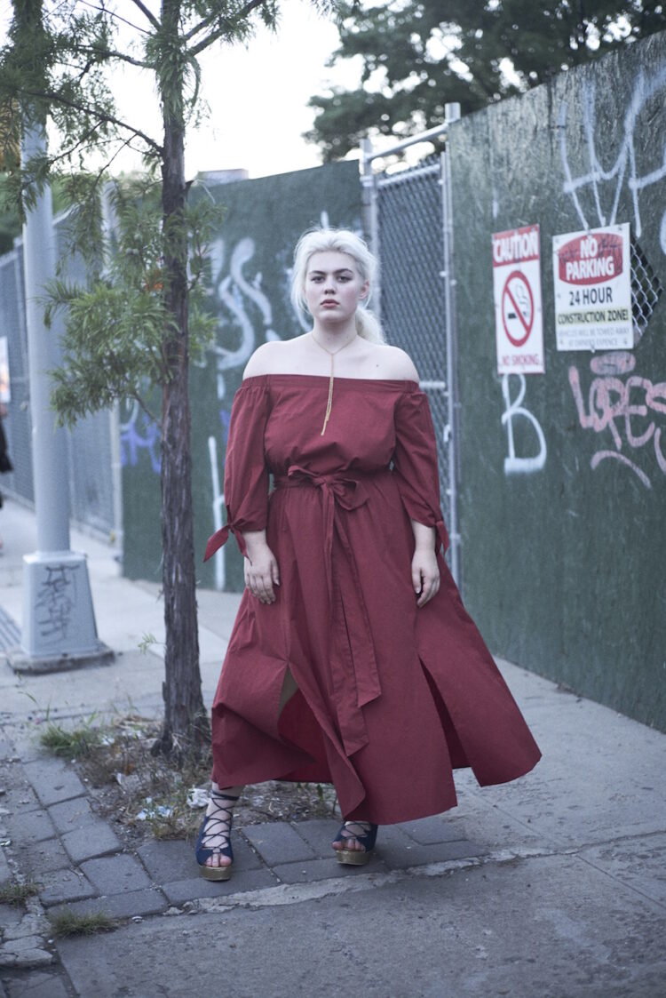 Maxi Dress and Platform shoes by Eloquii. Choker by Are You Am I.